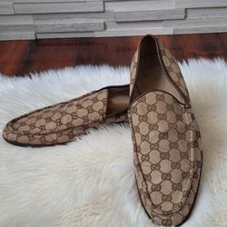 Mens Gucci Brown Loafers Slip-On Shoes Size 12.5