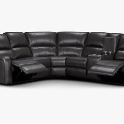 Grey Leather Sectional Couch