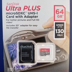 SanDisk Ultra PLUS 64GB microSDXC UHS-I With Adapter Brand New