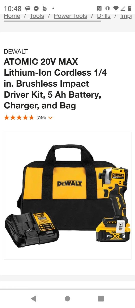 DeWalt 20v 1/4" Impact Driver Kit