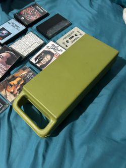 Vintage Cassette Tapes & Green Storage Case