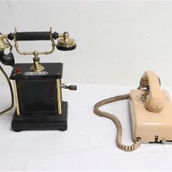  2 vintage telephones, 9.5"x5.8"x5.3", 12.8"x7.1"x5"