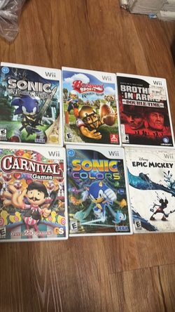 Wii games Carnival SONIC Epic Mickey brother in arms backyard sports wii or wii u console
