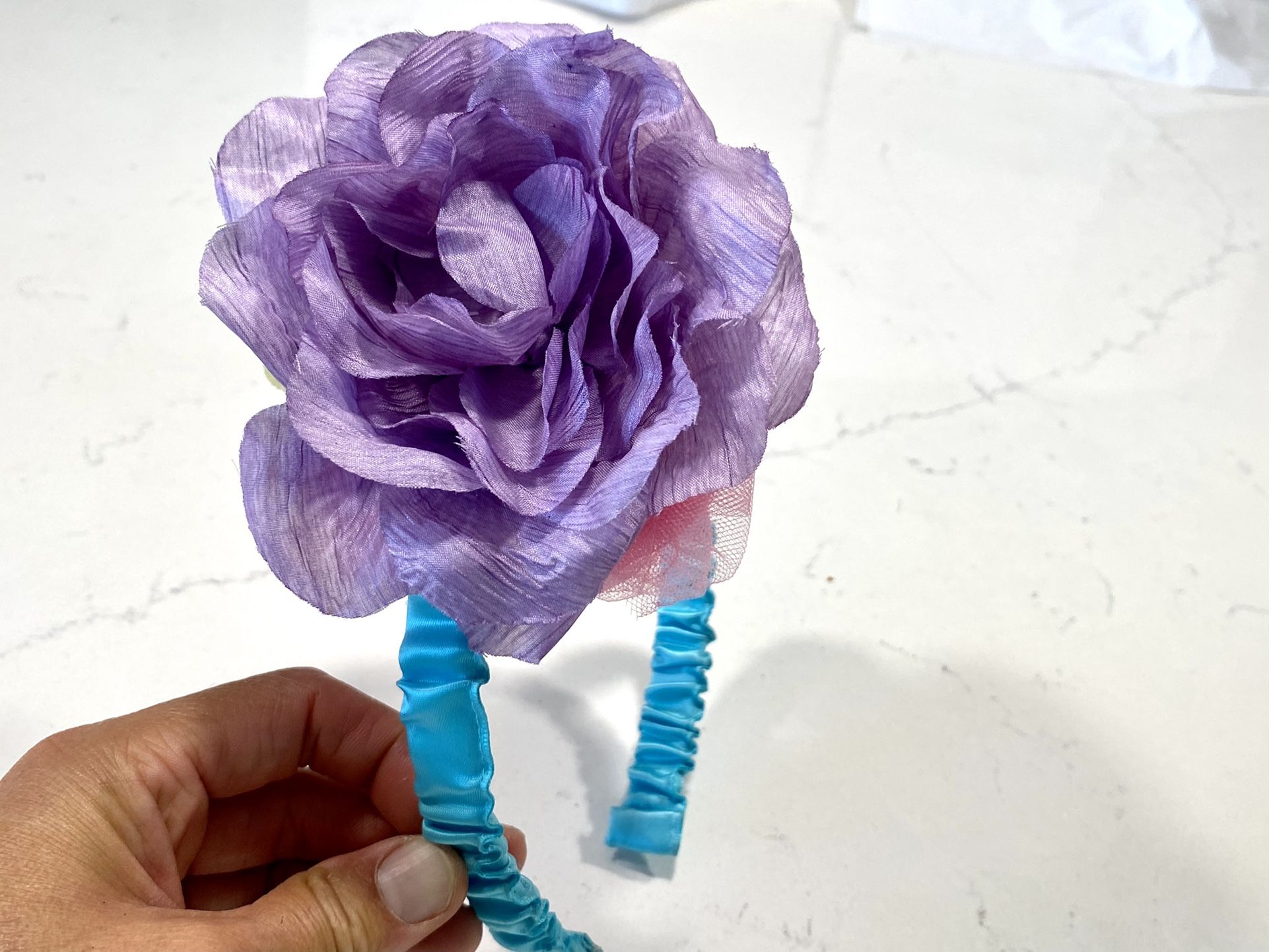 Pink and Purple Silk Flower Headband 