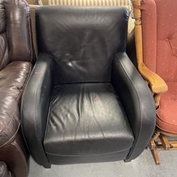 Black Or Very Dark Blue Leather Chair (in Store)