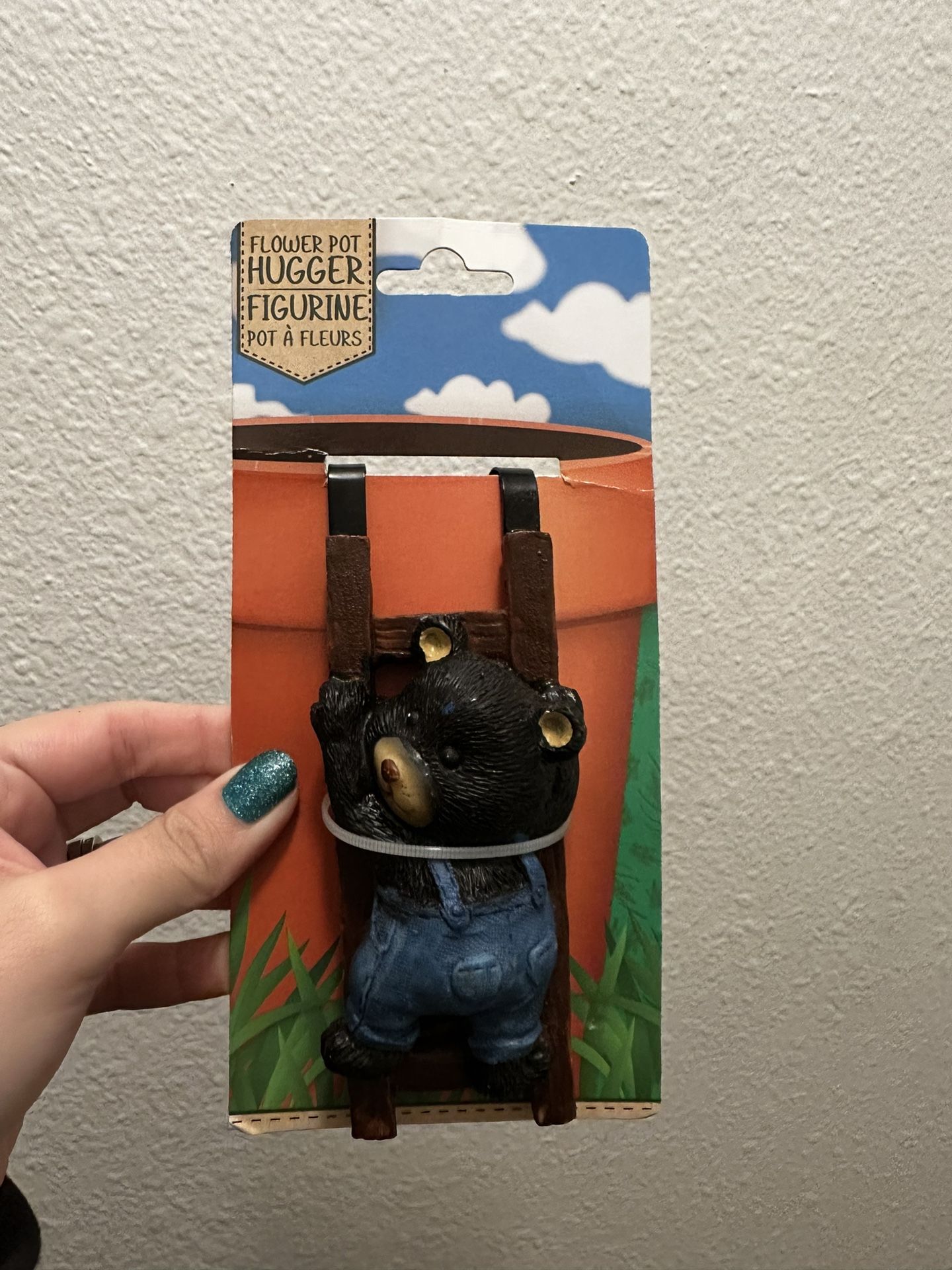 Adorable Garden Bear Flower Pot Planter Vase Hugger Hanger 5" tall