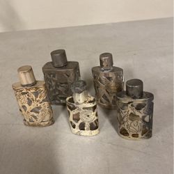 Antique Sterling Overlay Perfume Bottles Taxco Lot