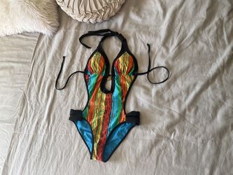 COOGI Women's Swimsuit Monokini One Piece Sz S Vtg Y2K blue Suit Rasta