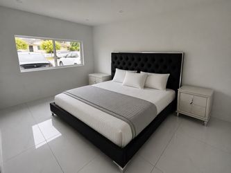 Black velvet bed frame