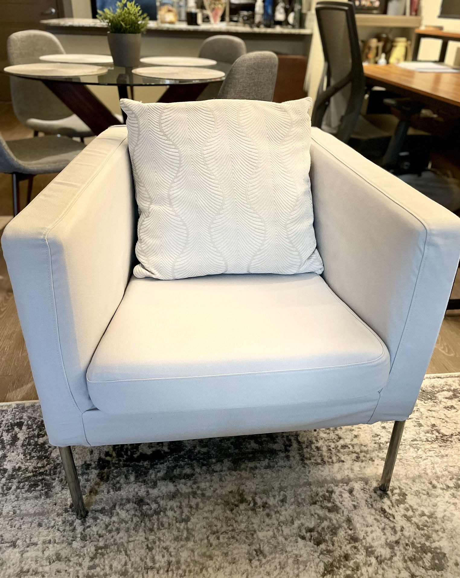 Armchairs (2), Light Gray, Removable washable Cover