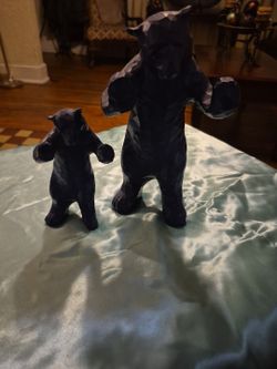 Big Blue Bear Wood Carved Figurines By  Lawrence Argents 