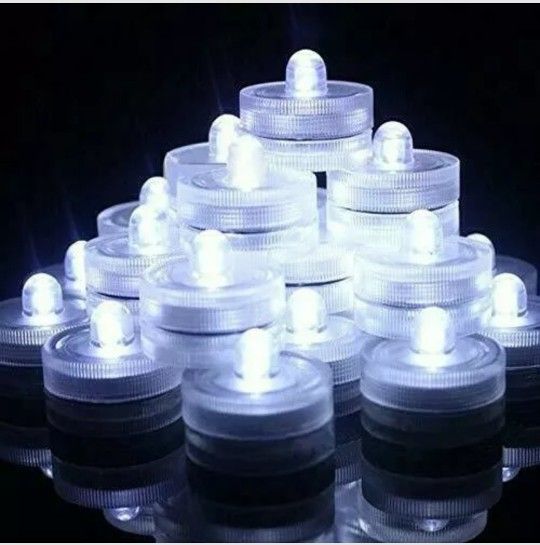 75 Submersible LED Lights, Waterproof Tea Lights, White Submersible Pool Lights