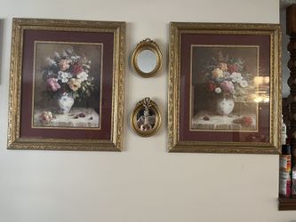 Home Interiors Jack Terry Floral Bouquet Wall Picture Ornate Gold Frame
