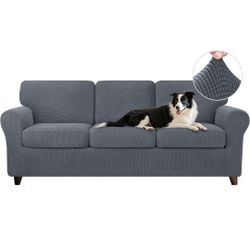 7 Piece Sofa Covers for 3 Cushion Couch Covers, Large Grey