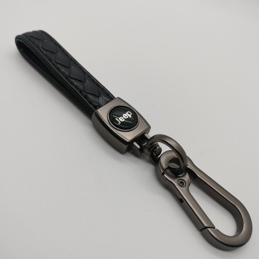 Jeep Logo Leather Keychain 