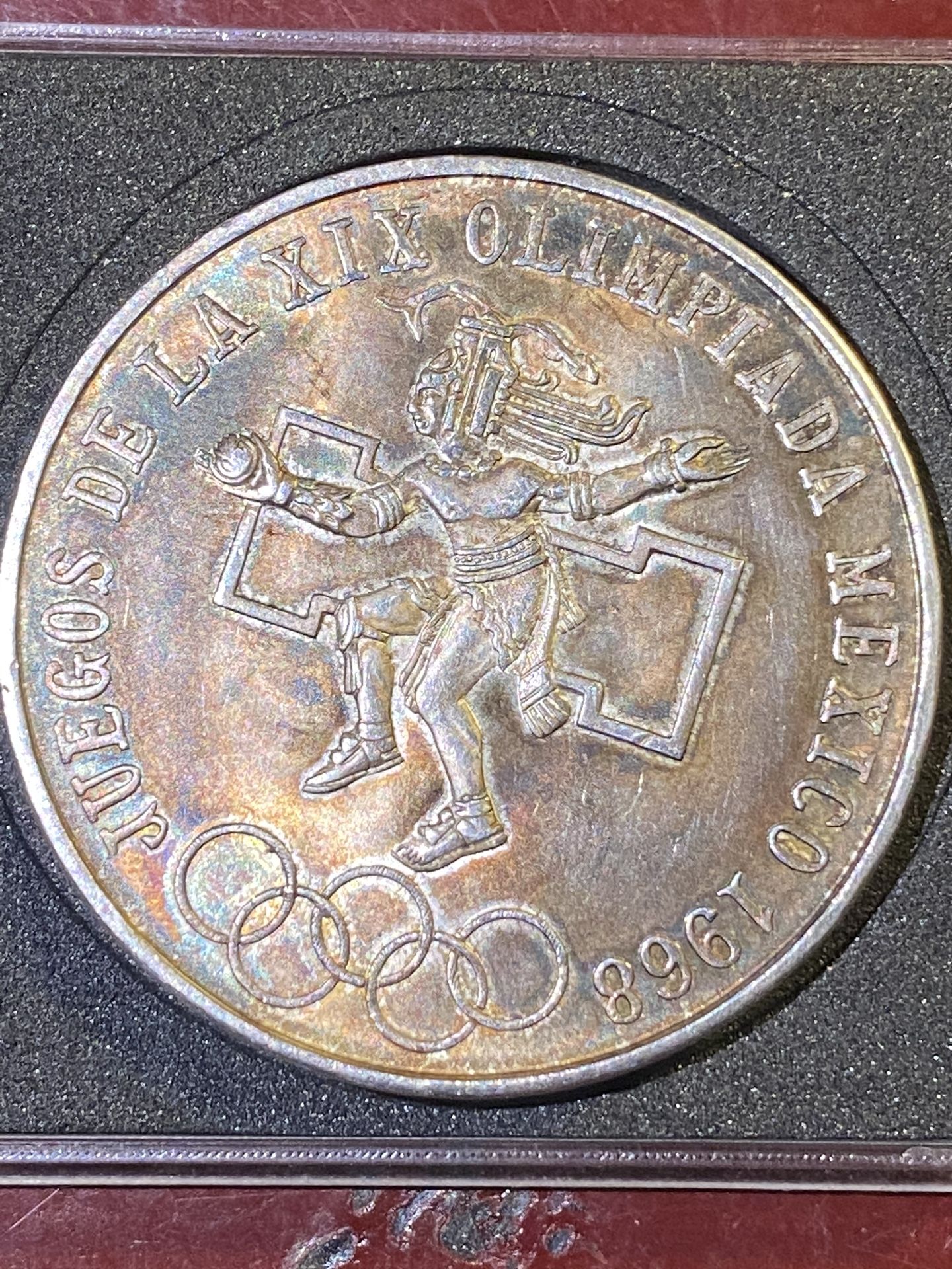 Mexico - 25 Pesos - 1968 - 0.720 Silver - KM# 479.1 with nice tone on both sides