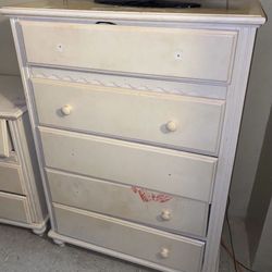 Solid Wood White Dresser and Chest 