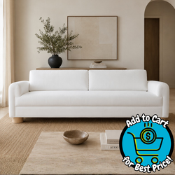Lulu and Georgia 96" White Rolled Arm Sofa