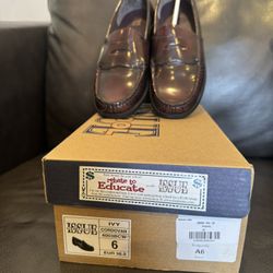 Brown Leather Penny Loafer School Uniform Shoes-New