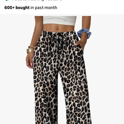 Wide Leg Summer Pants - Leopard Print