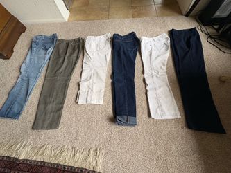 6 ladies pants size 2p and 4. Different brands