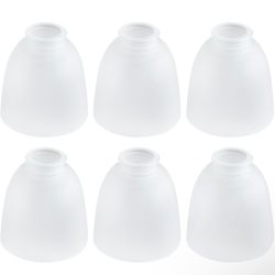 6-Pack White Frosted Glass Shades, Bell Shaped