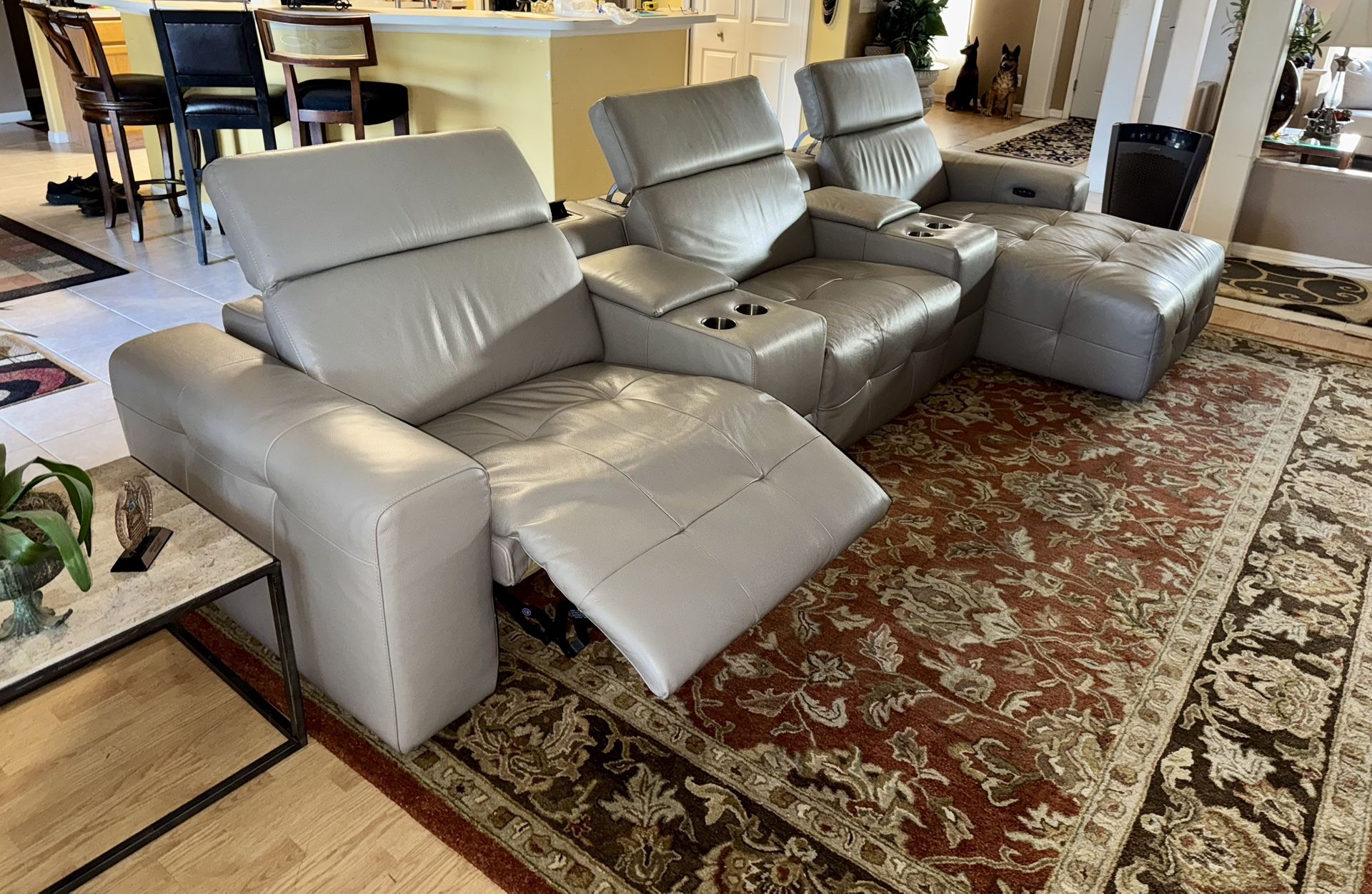 True Wall Hugger Leather Sectional Set