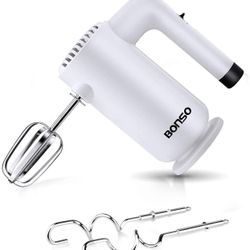 Hand Mixer, Electric 5-Speed Portable Whisk Handheld Mixer w/Beaters & Dough Hooks for Whipping & Mixing Cookies, Brownies, Cakes, Dough, Batters