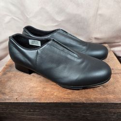 Bloch Ladies Slip on Leather Tap Shoes in Black
