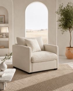 Cream Oversized Accent Chair | Lounge Chair Sofa | No Ottoman