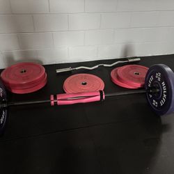 Women’s Barbell With Full Set Of Custom Pink Plates