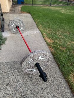 BELLA BAR WITH 2x25 lb bumper weights and HG Collars included $330 FIRM