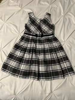 Girls Black and White Plaid Dress