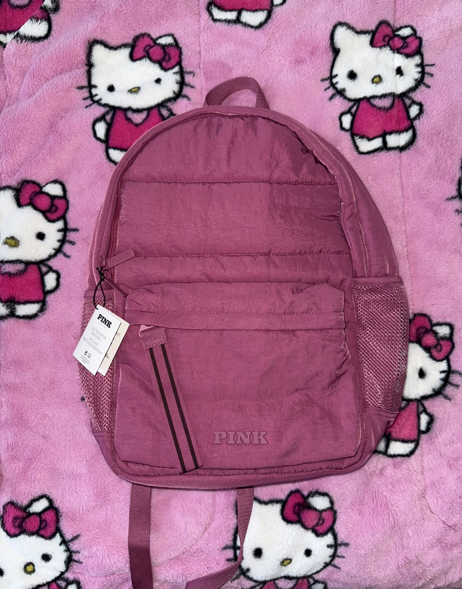 PINK Quilted Puffer Backpack 
