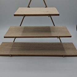 -Tier Triangle Wall Shelf – Wood & Metal