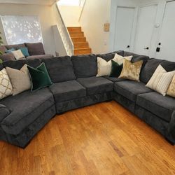 Large Ashley Furniture Plush Black Sectional – Oversized & Super Comfortable!
