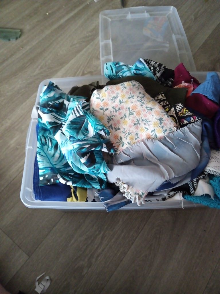 Small Tote Of Fabric Scraps