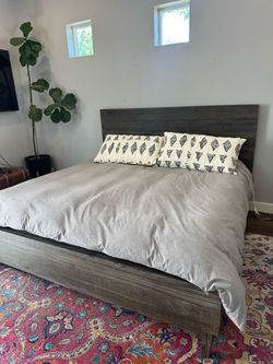 Gray wood King bed