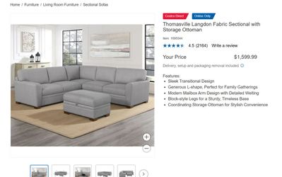 Thomasville Langdon Fabric Sectional with Storage Ottoman