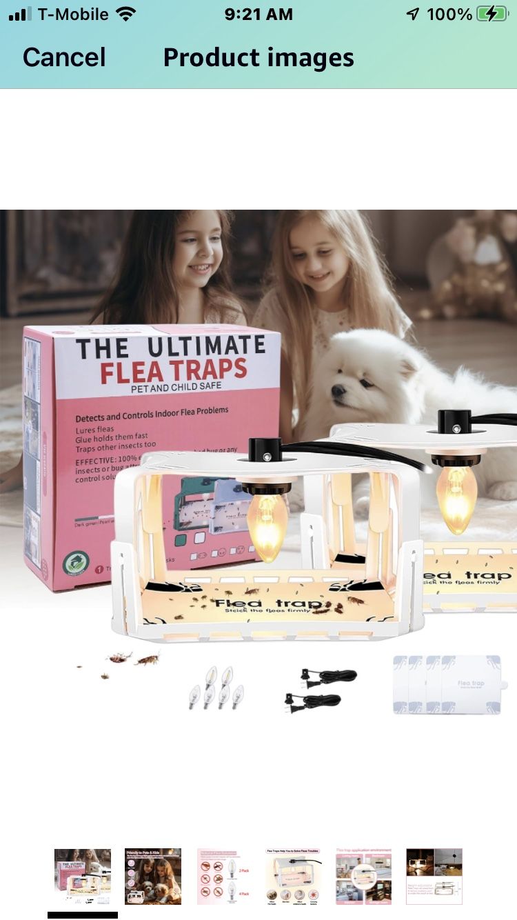 Flea Traps for Inside Your Home with Light 2 Packs, Flea Light Trap for Indoor Bed Bug, Insect Killer Pest Control Sticky Natural Trapper