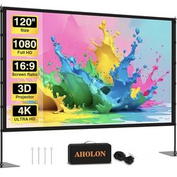 120 inch Portable Projector Screen Indoor Outdoor Projector Screen 16:9 4K HD