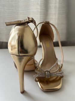 Gold and rhinestones high heels
