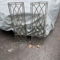 Copper Framed Antique Glass Pair