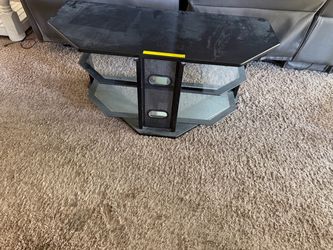 Black Glass TV Stand with Two Shelves