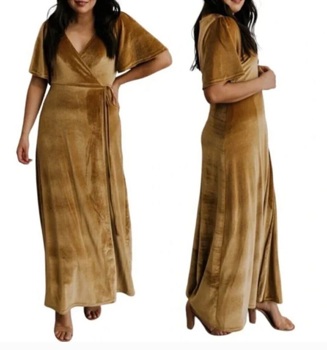 Baltic born gold velvet wrap dress XL