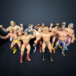 80s Vintage Titan brand WWF rubber Wrestlers