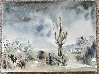 Unframed Saguaro Watercolor Painting 