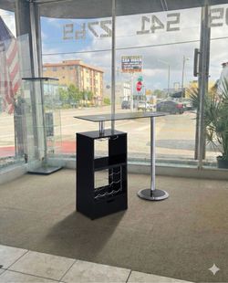 Black Bar Table Wine Rack / Mesa Bar Negra con Porta Botellas