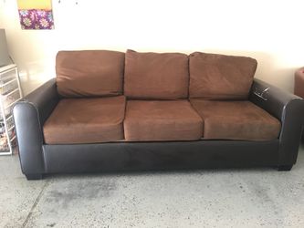 Leather sofa with microfiber cloth