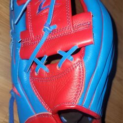 Brand New Z Glove Left Handed Thrower Baseball Glove Carolina Blue Red Size 12"